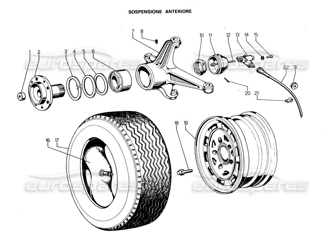 Lamborghini Espada Front Hub Series III (576 to 1000) Part Diagram