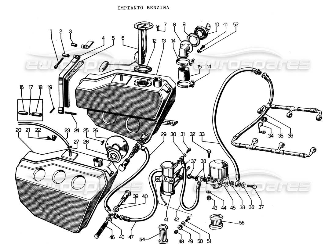 Lamborghini Espada fuel system Parts Diagram