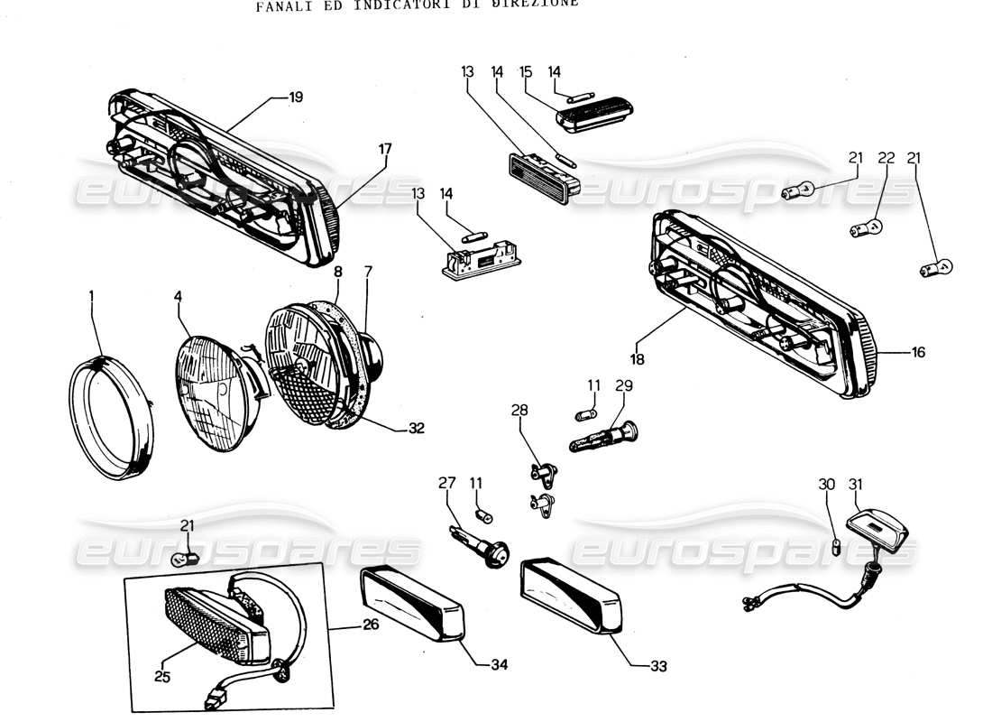 Lamborghini Espada Lights (0 to 750) Parts Diagram