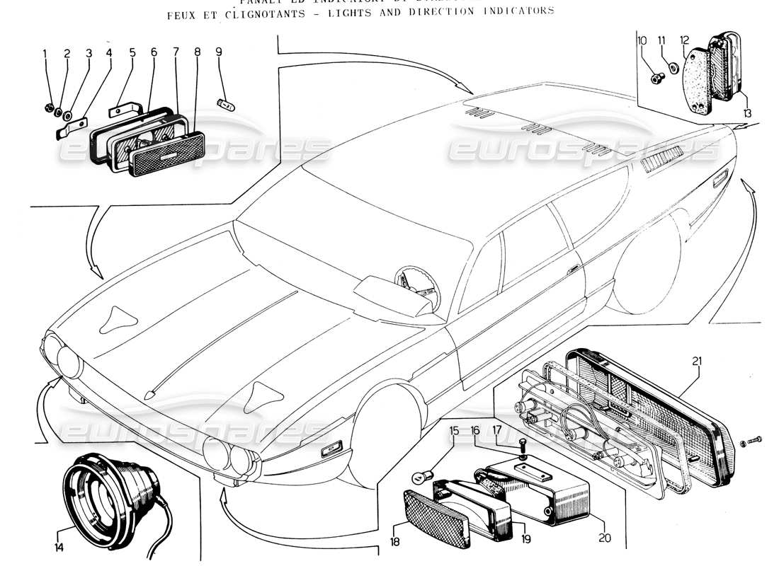 Lamborghini Espada Lights (USA) Parts Diagram