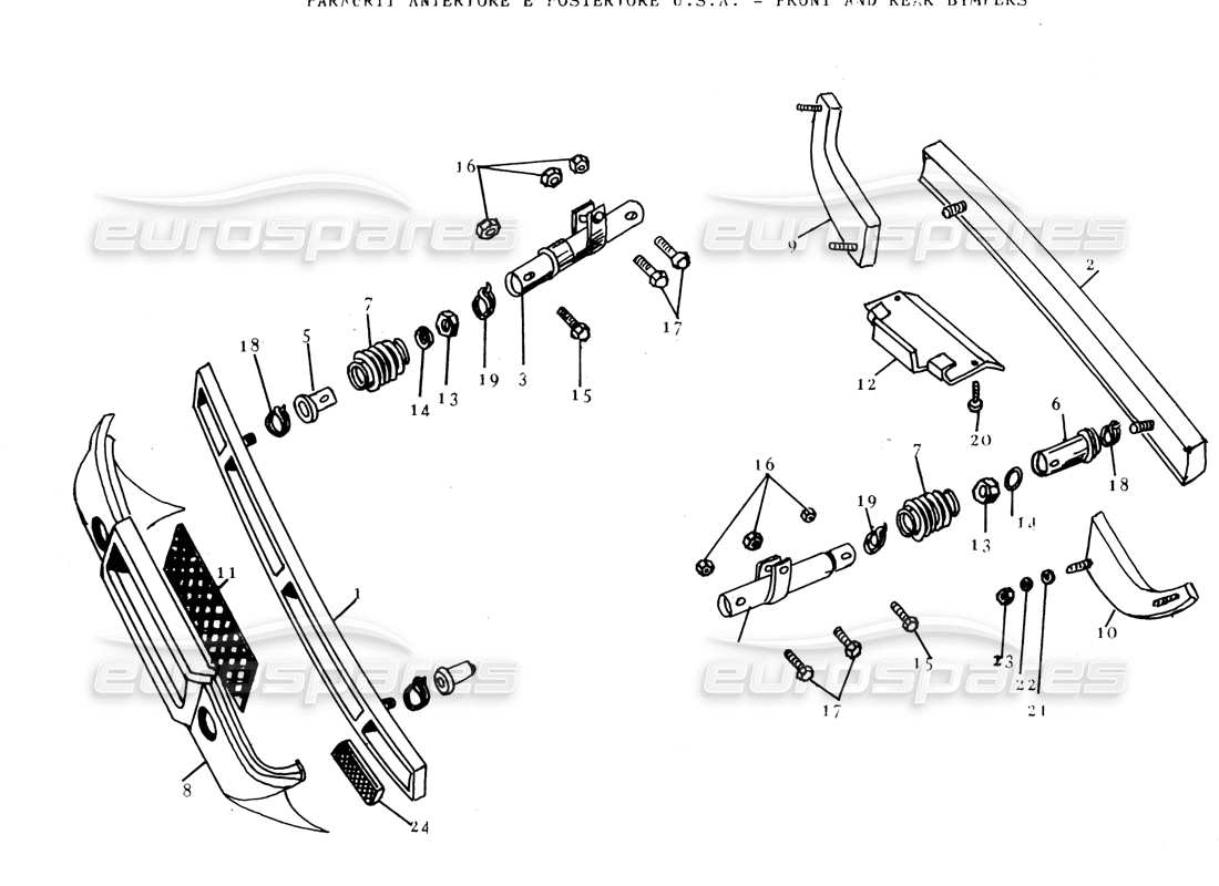 Lamborghini Espada Front & rear bumpers USA Parts Diagram