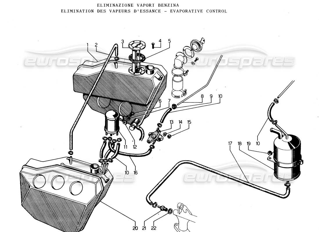Lamborghini Espada Evaporative Control Part Diagram