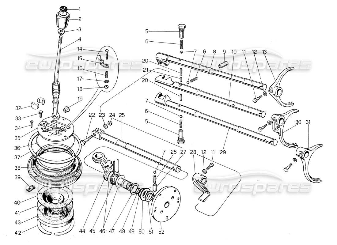Lamborghini Countach LP400 Gear shift lever Part Diagram