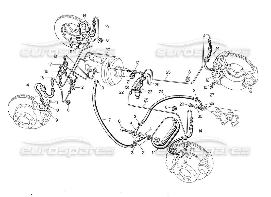 Lamborghini Countach LP400 Braking system Part Diagram