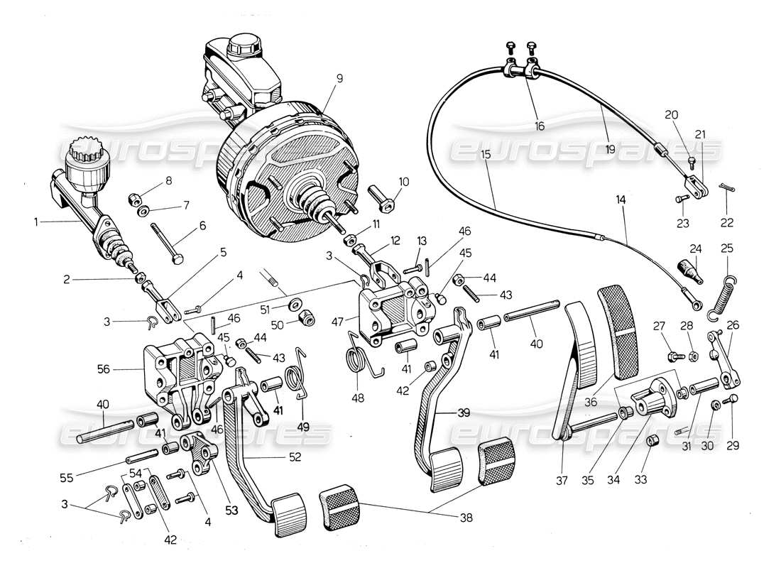 Lamborghini Countach LP400 Pedals Part Diagram