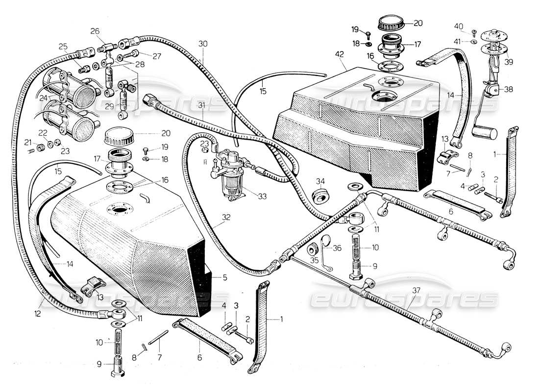Lamborghini Countach LP400 fuel system Part Diagram