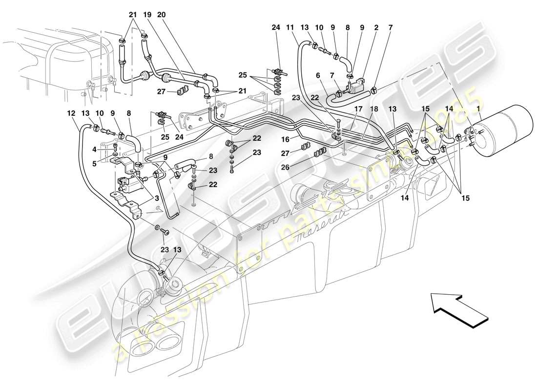 Maserati MC12 pneumatics actuator system Part Diagram