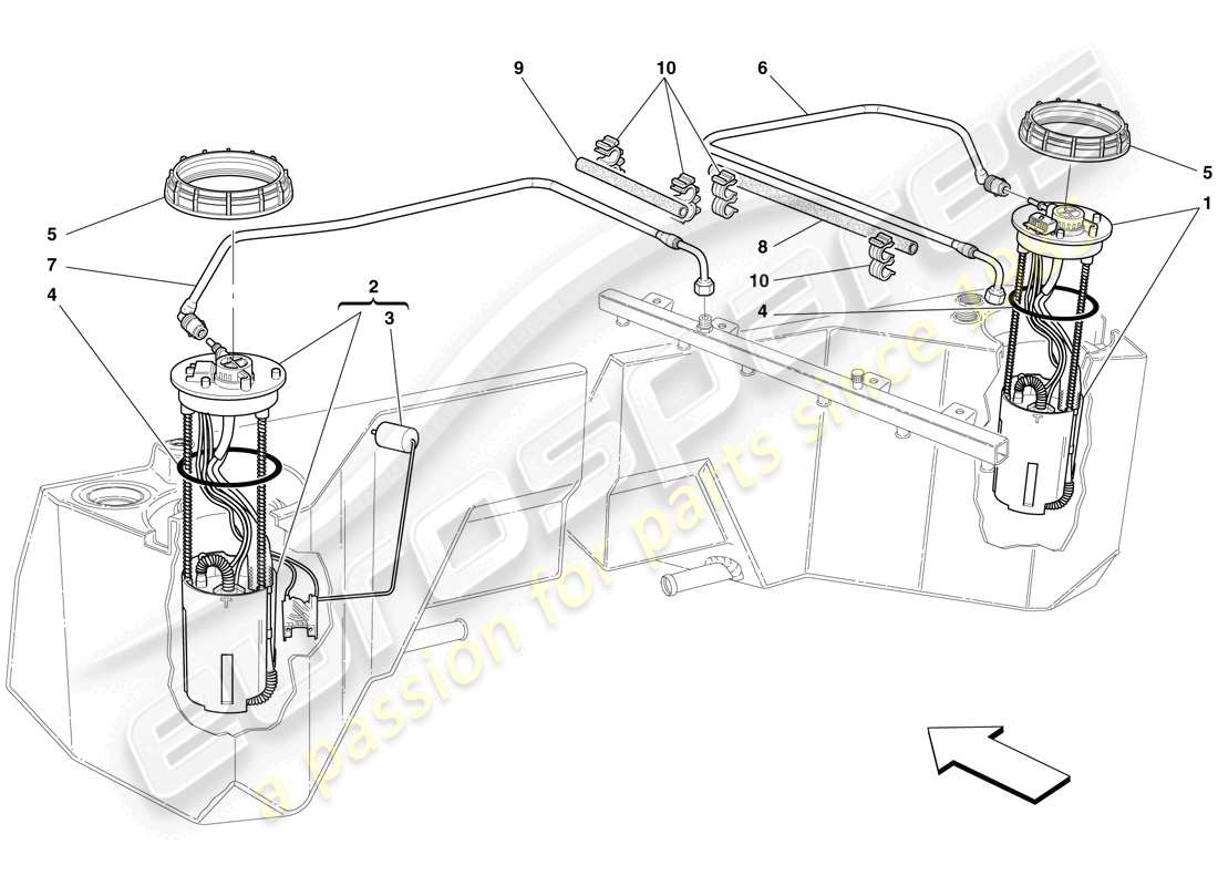 Maserati MC12 fuel pumps and pipes Part Diagram