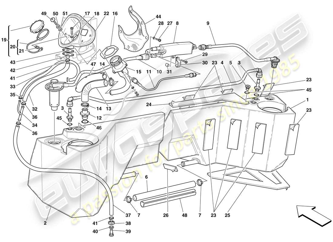 Maserati MC12 Fuel Tanks and Union Part Diagram