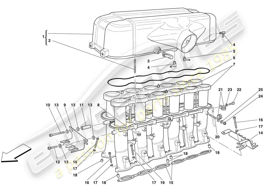 Maserati MC12 Air Intake Manifold and Air Box Part Diagram