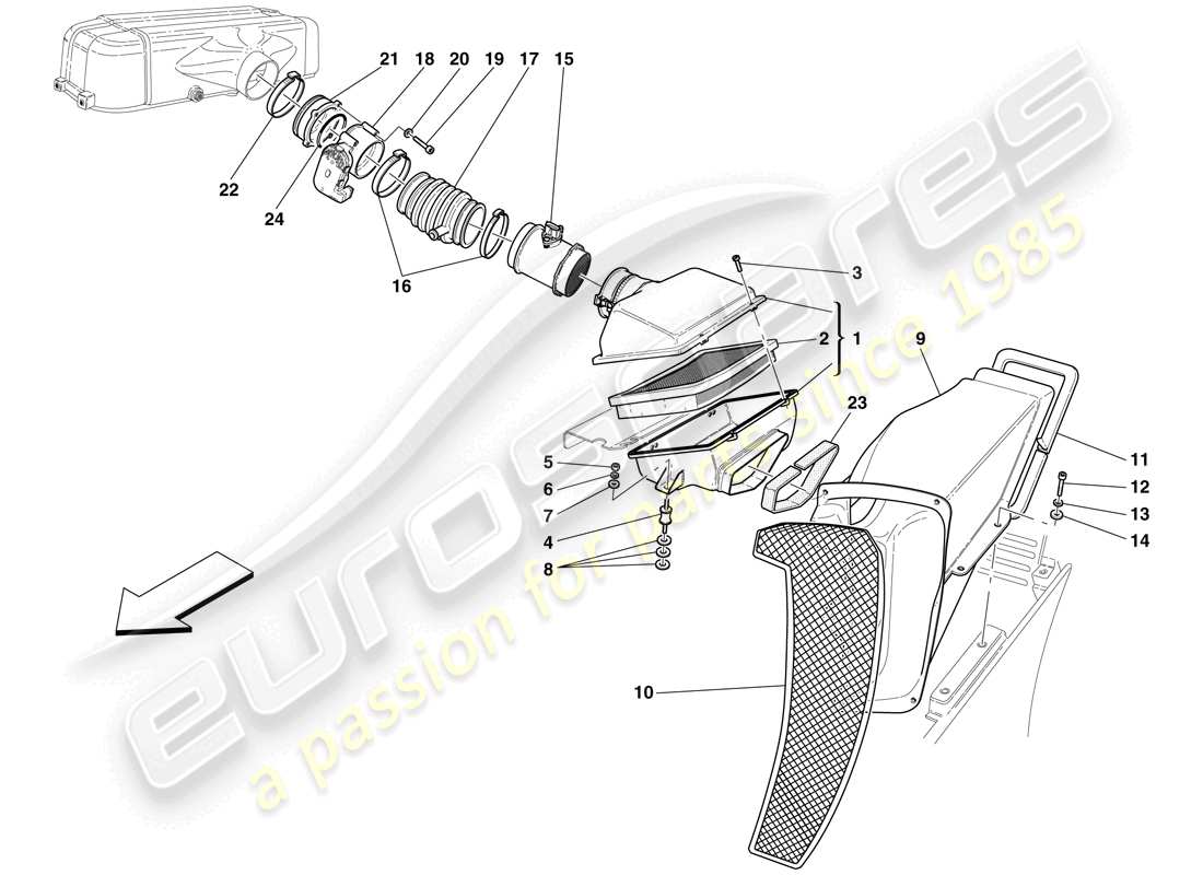 Maserati MC12 Air Intake and Throttle Bodies Part Diagram