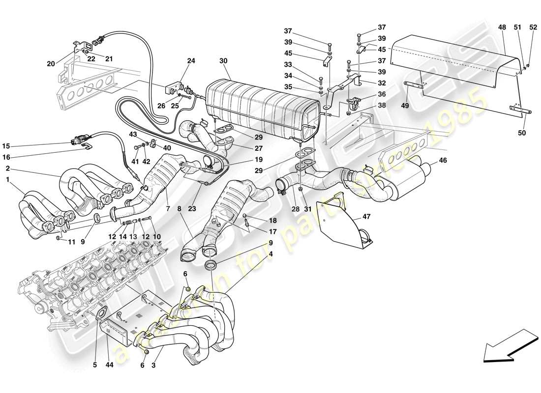 Maserati MC12 Exhaust System Part Diagram