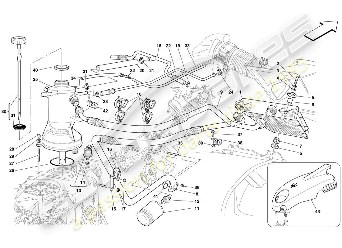 Maserati MC12 Lubrication System and Blow-By System Part Diagram