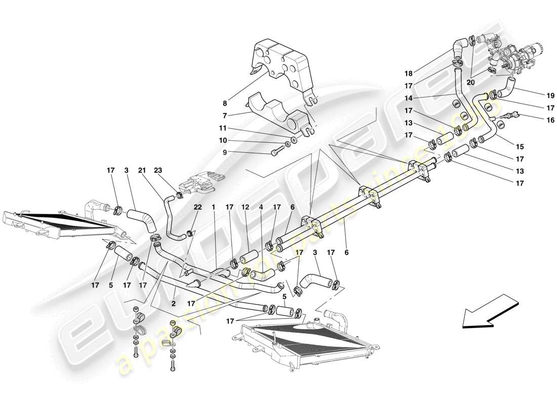 Maserati MC12 Cooling System Part Diagram