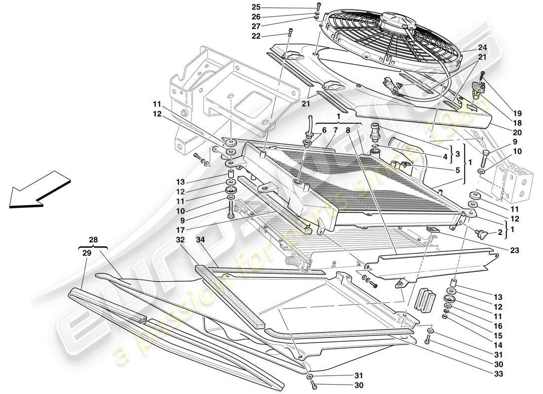 Maserati MC12 Cooling System Radiators Part Diagram