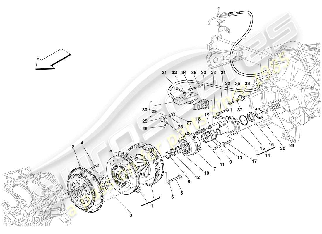 Maserati MC12 Clutch and Controls Part Diagram