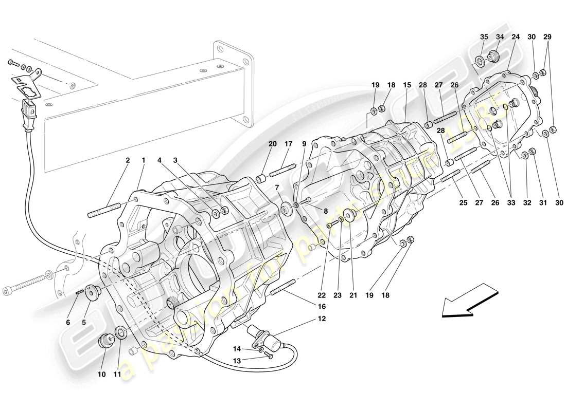 Maserati MC12 GEARBOX - REAR PART GEARBOXES HOUSING AND COVER Part Diagram