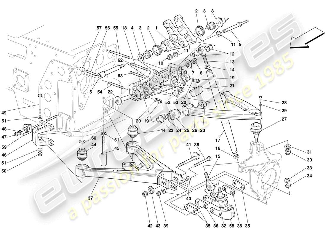 Maserati MC12 Front Suspension - Wishbones Part Diagram