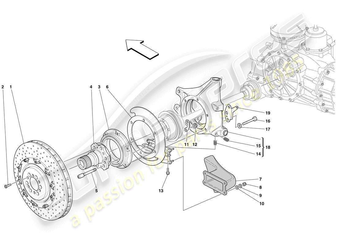 Maserati MC12 Rear Brake Disc and Hub Holder Part Diagram