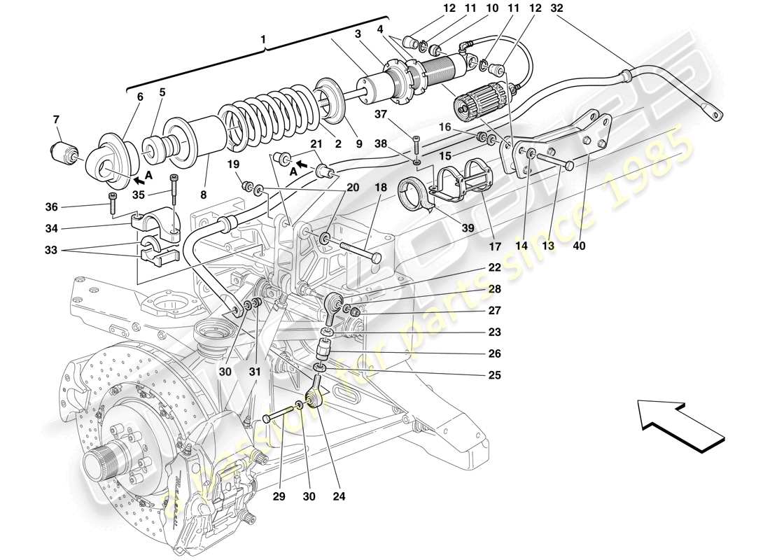 Maserati MC12 REAR SUSPENSION - SHOCK ABSORBER AND STABILIZER BAR Part Diagram