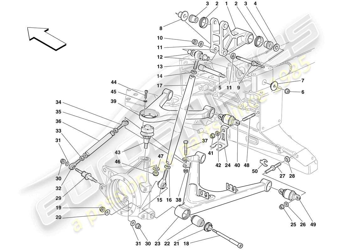Maserati MC12 Rear Suspension - Wishbones Part Diagram