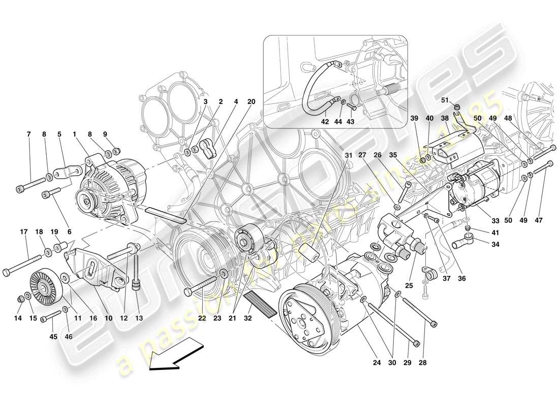 Maserati MC12 ALTERNATOR, STARTING MOTOR AND A/C COMPRESSOR Part Diagram