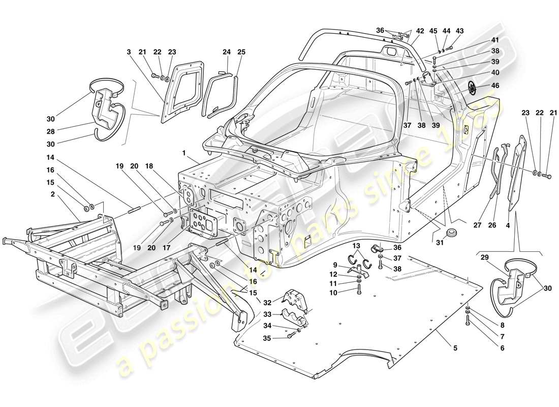 Maserati MC12 BODY FRAME - FRONT FRAME - CENTRAL FLAT FLOOR PAN Part Diagram
