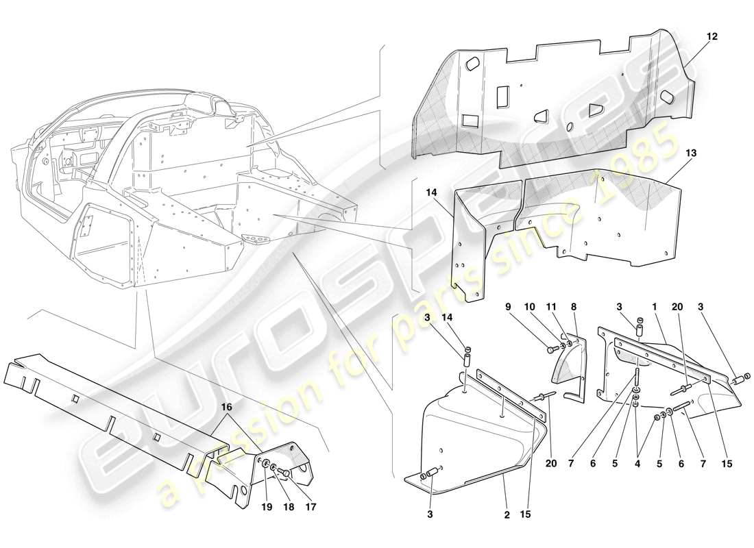 Maserati MC12 Heat Shields and Insulations Part Diagram
