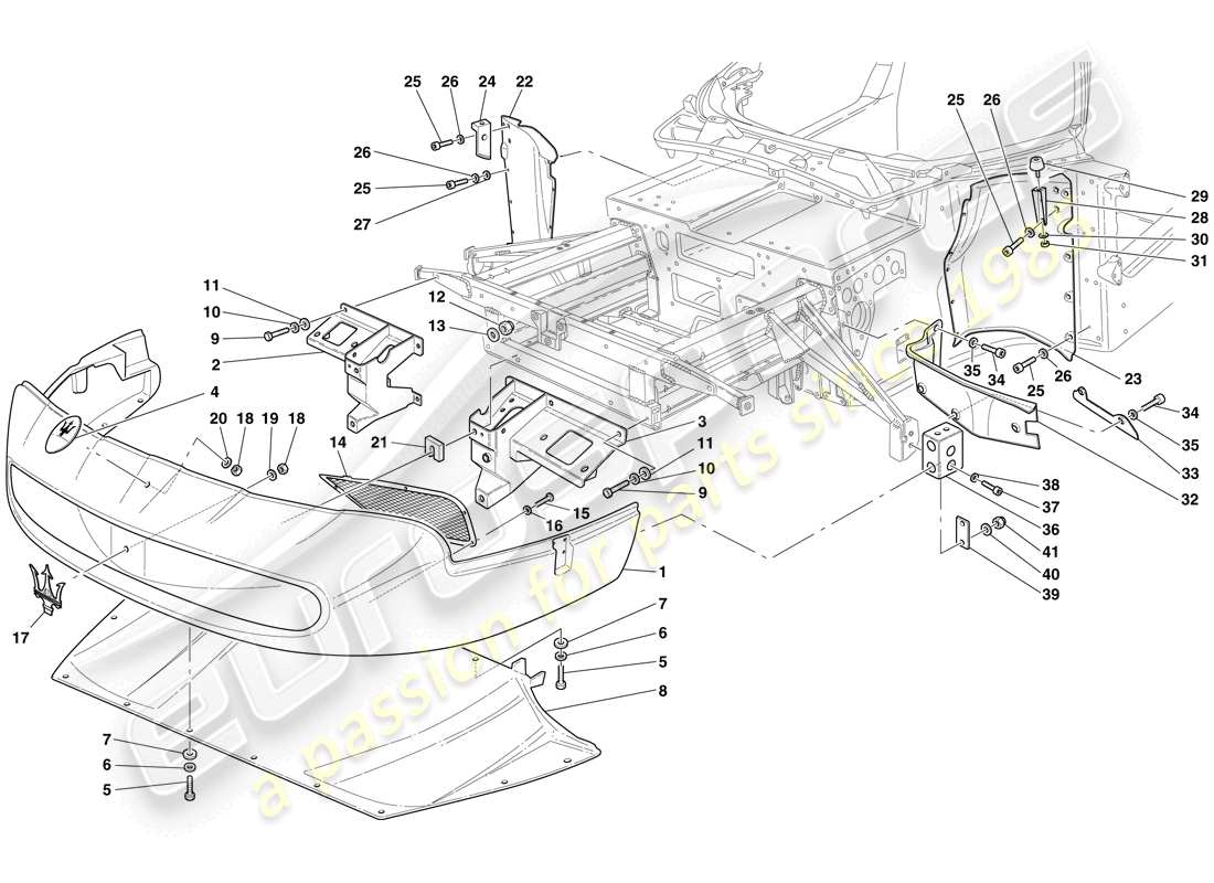 Maserati MC12 Front Bumper and Flat Floor Pan Part Diagram