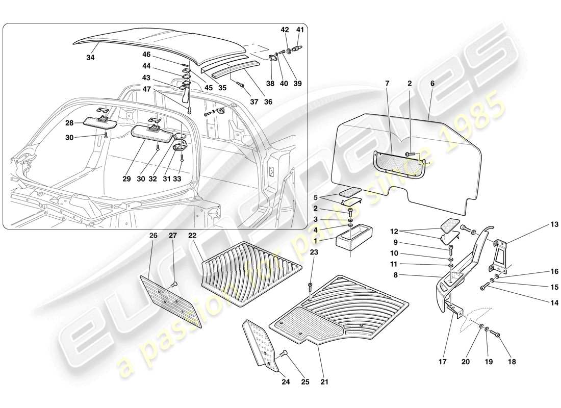 Maserati MC12 Passengers Compartment Upholstery and Accessories Part Diagram
