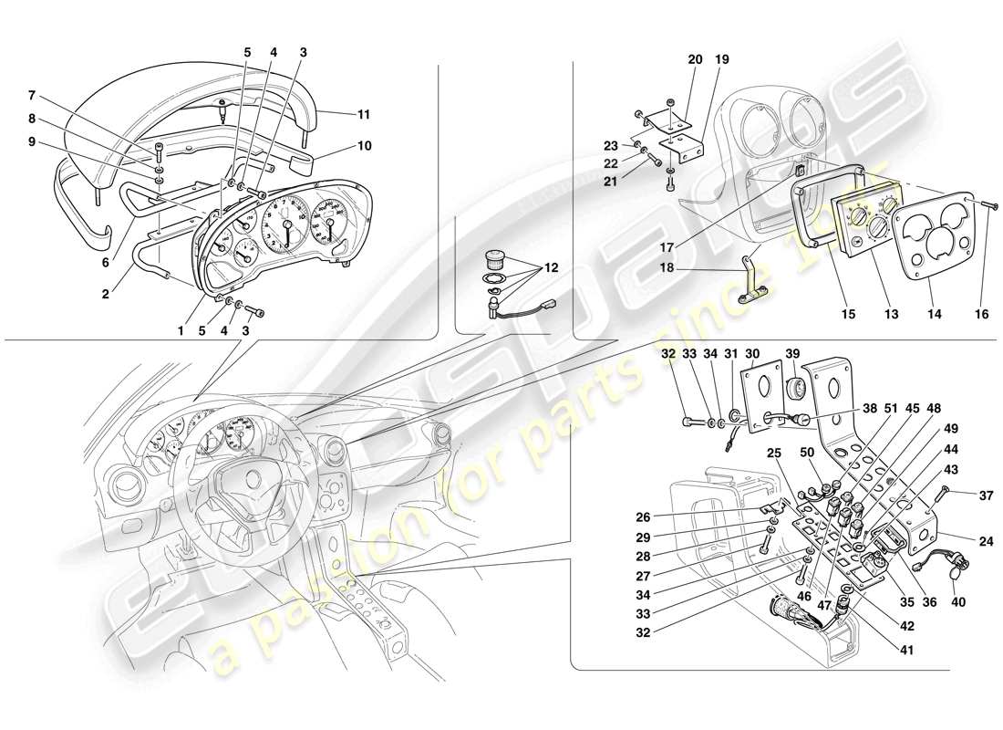 Maserati MC12 dashboard instruments Part Diagram