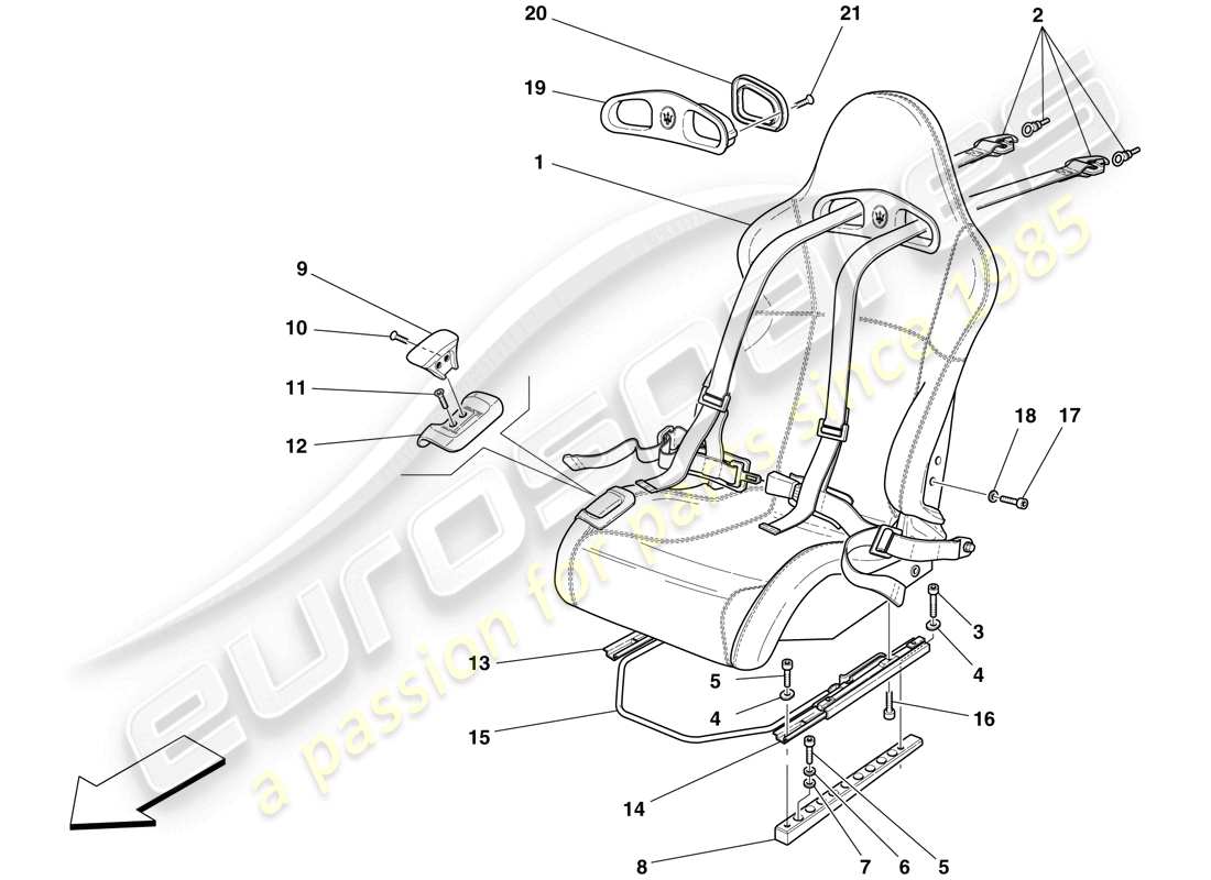 Maserati MC12 Seat and Safety Belts Part Diagram