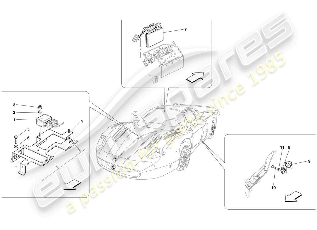 Maserati MC12 Passengers and Engine Compartments Control Units Part Diagram