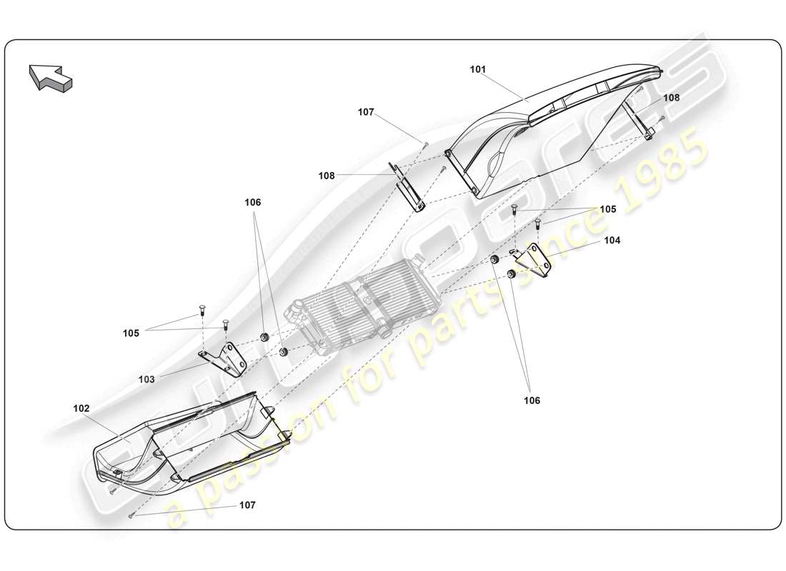 Lamborghini Super Trofeo (2009-2014) AIRDUCT MIDDLE COOLER Part Diagram
