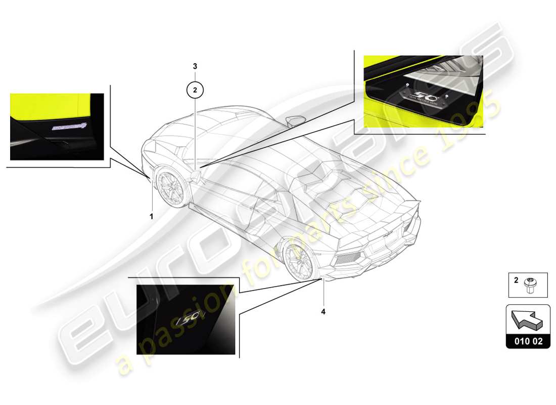 Lamborghini LP720-4 Coupe 50 (2014) type plates Part Diagram