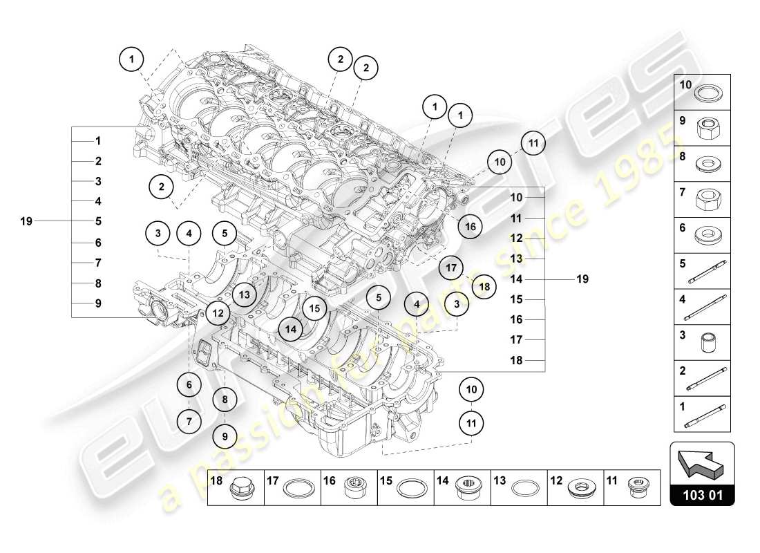 Lamborghini LP720-4 Coupe 50 (2014) engine block Part Diagram