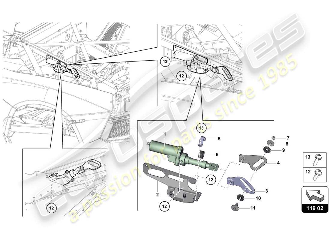 Lamborghini LP720-4 Coupe 50 (2014) MOTOR FOR WIND DEFLECTOR Part Diagram