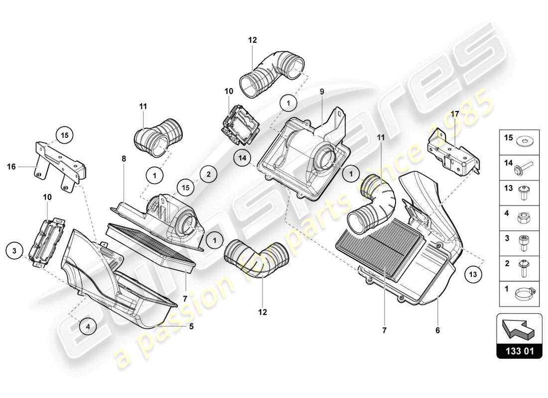 Lamborghini LP720-4 Coupe 50 (2014) AIR FILTER Part Diagram