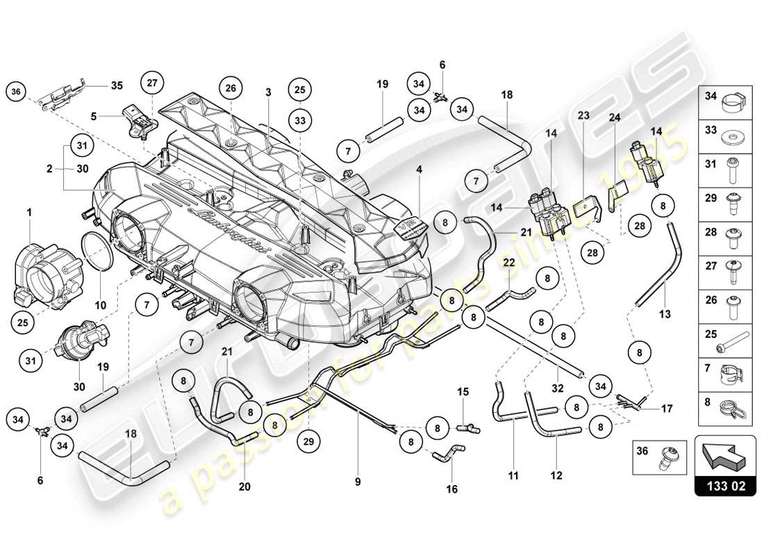 Lamborghini LP720-4 Coupe 50 (2014) INTAKE MANIFOLD Part Diagram