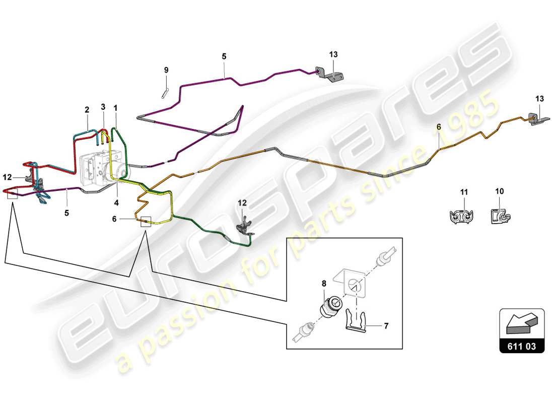 Lamborghini LP720-4 Coupe 50 (2014) BRAKE SERVO, PIPES AND VACUUM SYSTEM Part Diagram