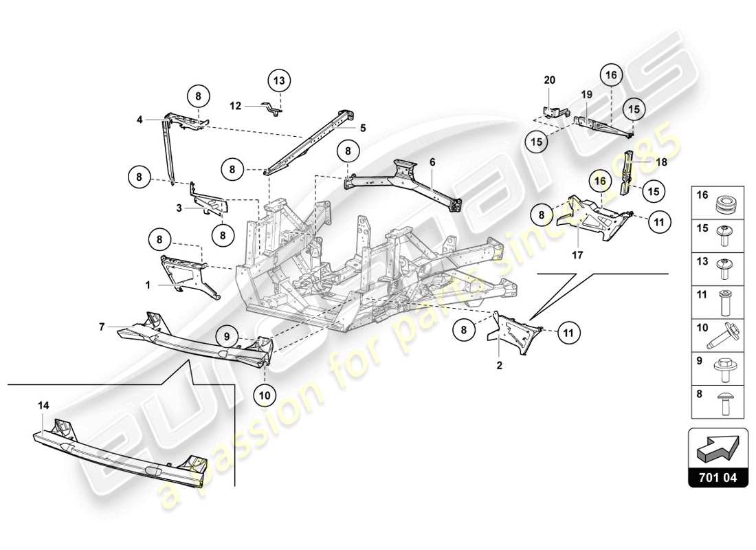 Lamborghini LP720-4 Coupe 50 (2014) TRIM FRAME REAR PART Part Diagram