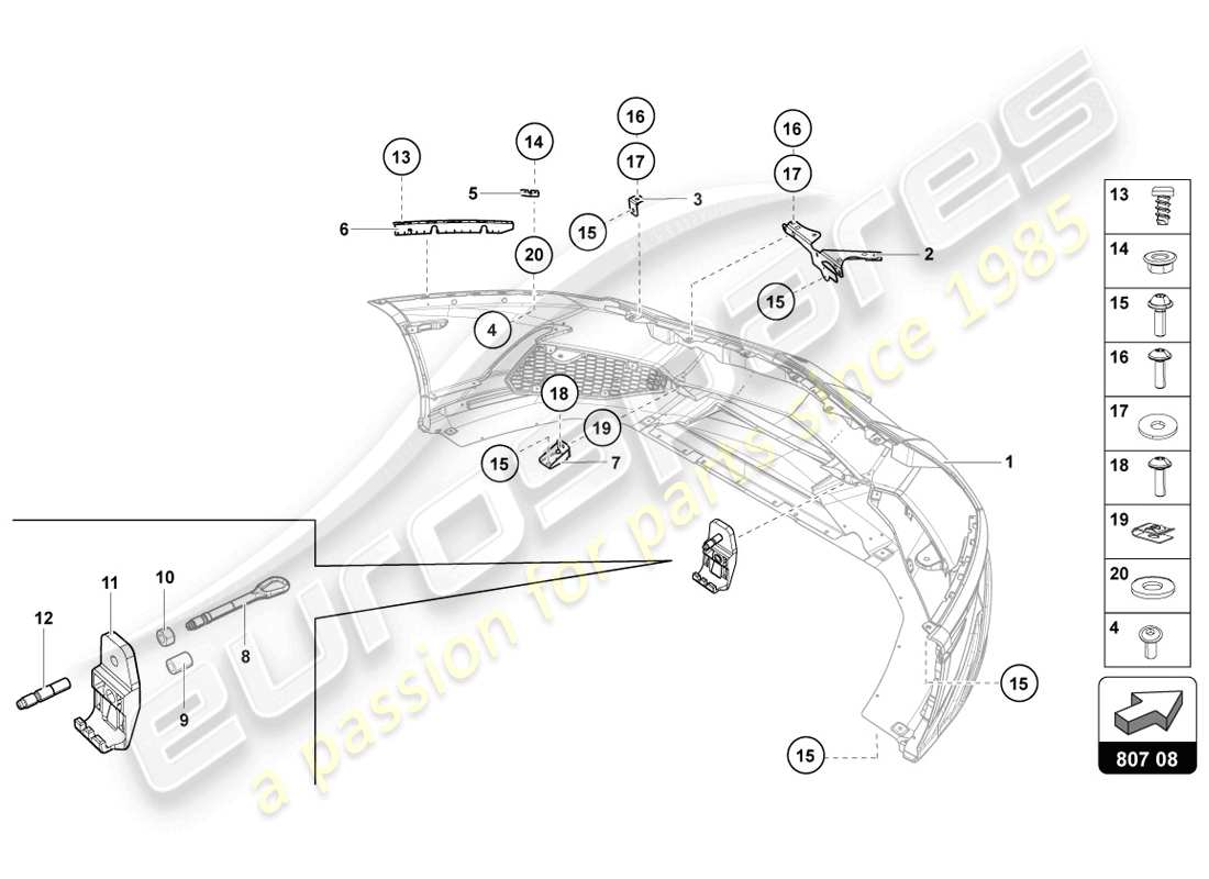 Lamborghini LP720-4 Coupe 50 (2014) BUMPER Part Diagram