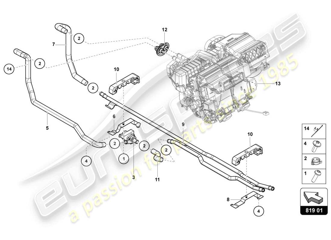 Lamborghini LP720-4 Coupe 50 (2014) HEATING A/C SYSTEM Part Diagram
