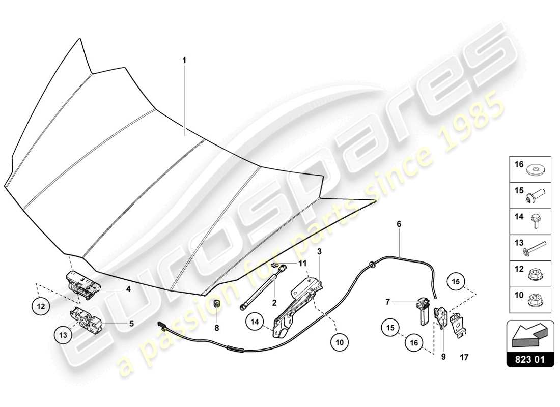 Lamborghini LP720-4 Coupe 50 (2014) BONNET Part Diagram