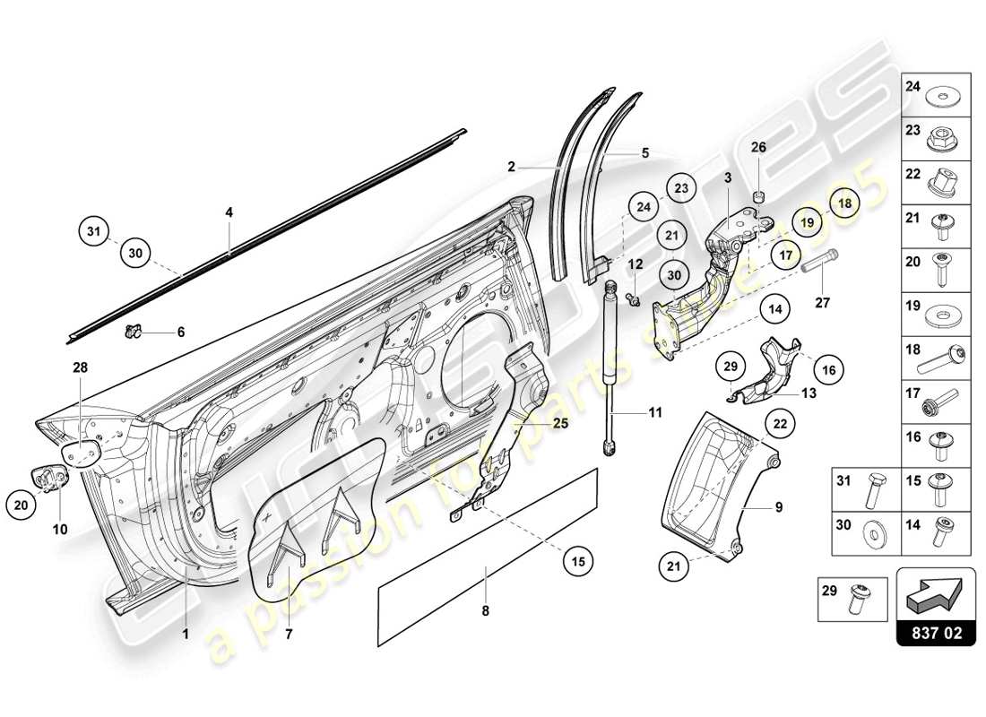 Lamborghini LP720-4 Coupe 50 (2014) DRIVER AND PASSENGER DOOR Part Diagram