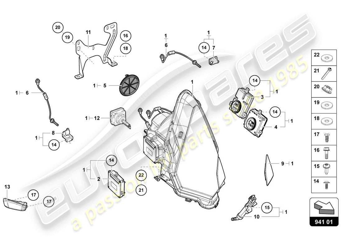 Lamborghini LP720-4 Coupe 50 (2014) Headlights Part Diagram
