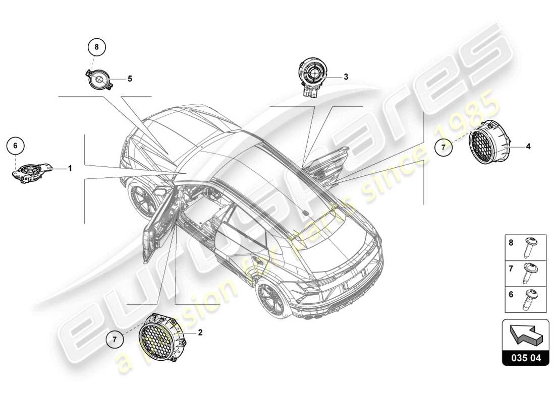 Lamborghini Urus Urus (2020) 035 04 00 ELECTRICAL PARTS FOR AUDIO SYSTEM  Part Diagram.