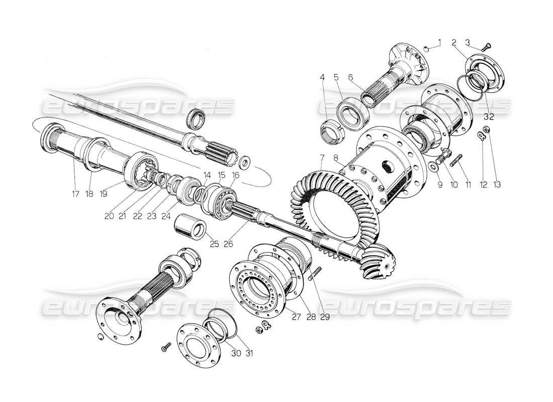 Lamborghini Countach 5000 QVi (1989) DIFFERENTIAL Part Diagram