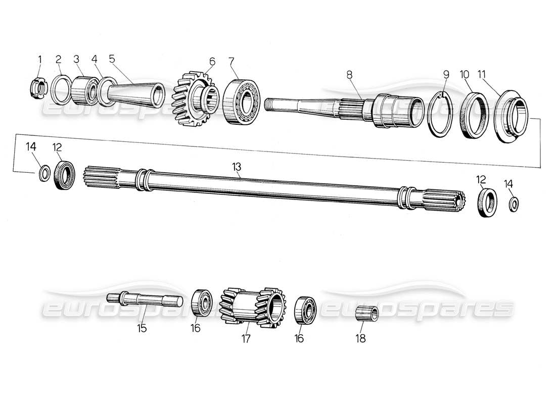 Lamborghini Countach 5000 QVi (1989) GEARBOX Part Diagram