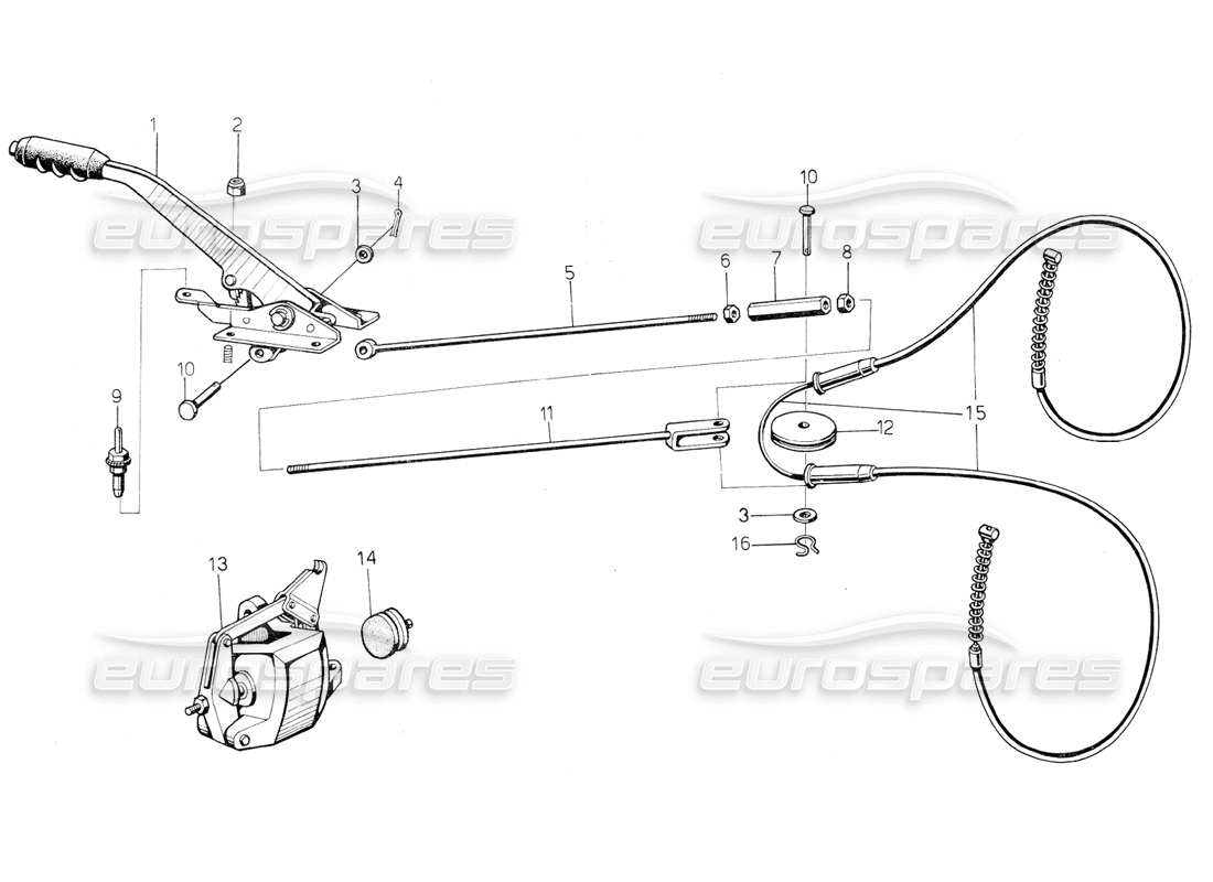 Lamborghini Countach 5000 QVi (1989) Handbrake Part Diagram